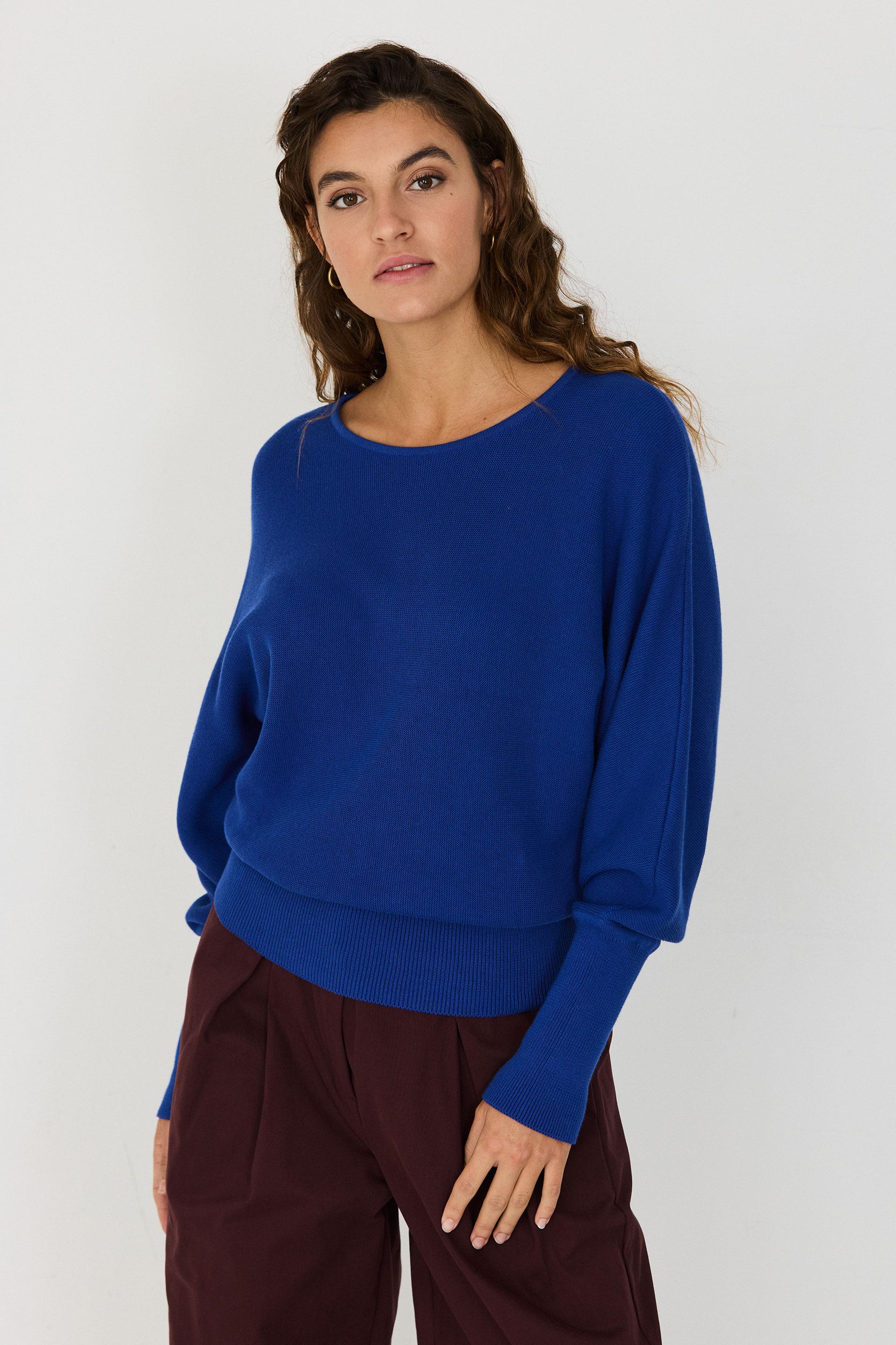 SKFK Ibar GOTS Sweater Damen Pullover Bio Baumwolle blau